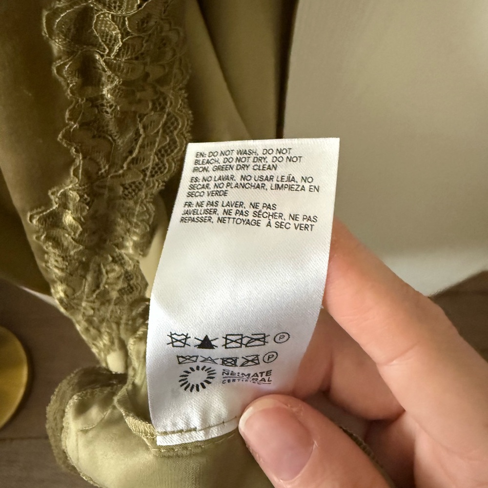 Reformation Karissa 100% Silk Midi Dress Olive Oil Green size 6 - Picture 10 of 16